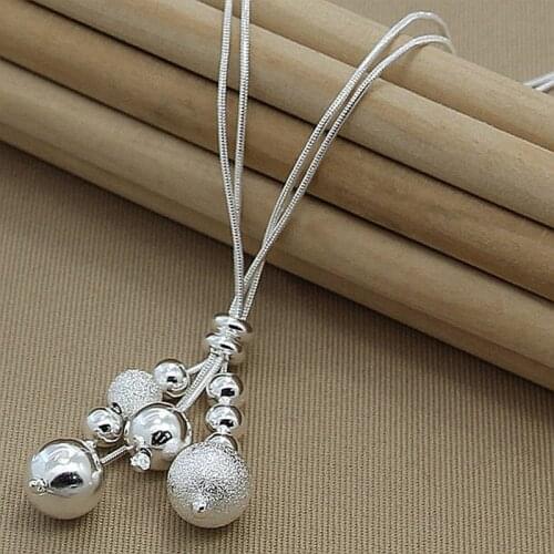 New Luxury Brand 925 Silver Round Ball Necklace High Quality Snake Chain Necklace for Women Men Gift