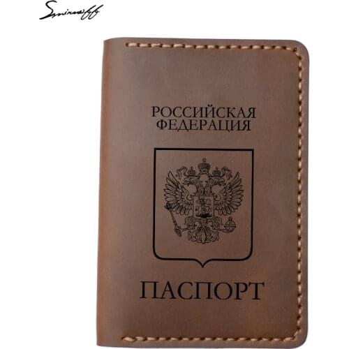 Handmade Genuine Leather Russian Passport Cover Women and Men Passport Wallet Case Travel Accessories Organizer Passport Holder
