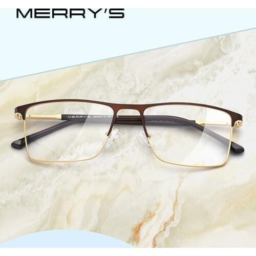 MERRYS DESIGN Men Square Optical Myopia Prescription Hyperopia Alloy Eyeglasses Male Luxury Glasses Frame S2034