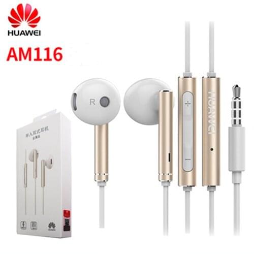 Original Huawei AM116 Earphone Metal With Mic Volume Control For HUAWEI P7 P8 P9 Lite P10 Plus Honor 5X 6X Mate 7 8 9