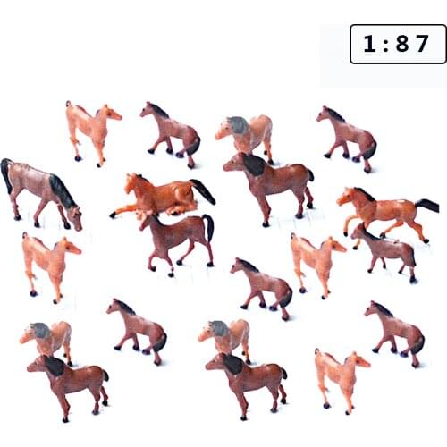20Pcs/Set 1:87 or 1:150 Scale Plastic Model Horse for DIY Architecture Sand Table - Random Color and Type