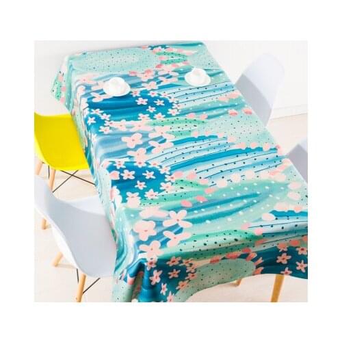Thicken nordic linen tablecloth table cloth cactus green flower leaf simple modern coffee home decoration table cover gift