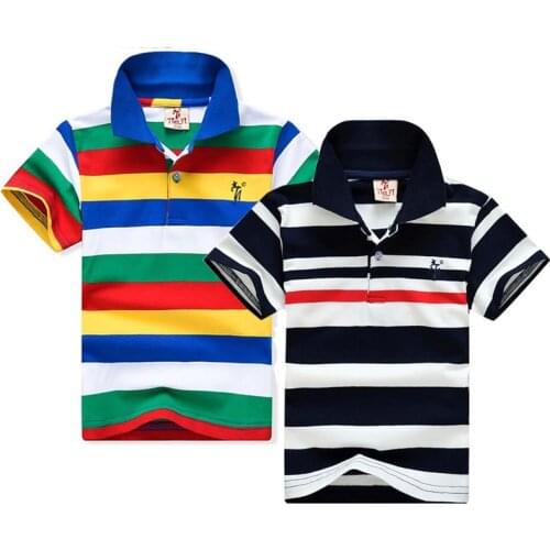 2019 Boys Shirts Color Stripes Short T shirt Sleeve Summer Kid Clothes Top Shirt Kids Clothes Cotton Pullover Toddler Boy Tees