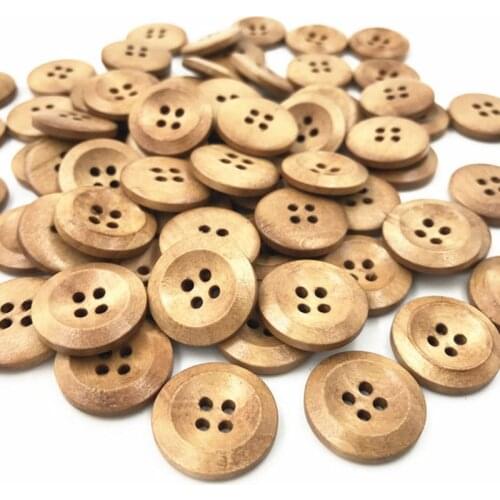 DIY 100PCS 4 Holes Wooden Buttons Sewing clothes Scrapbooking decoration 20mm