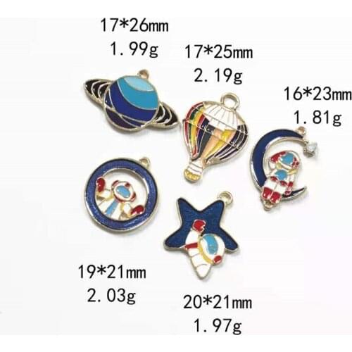 10PCS Universe Astronaut Series Drip Oil Alloy Jewelry DIY Handmade Accessories Headdress Necklace Earrings Pendant Accessoriess