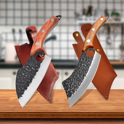 6" Chef Knife Forged Stainless Steel Kitchen Knives for Meat Bone Fish Vegetables Outdoor Camping Slicing Cleaver Butcher Knife