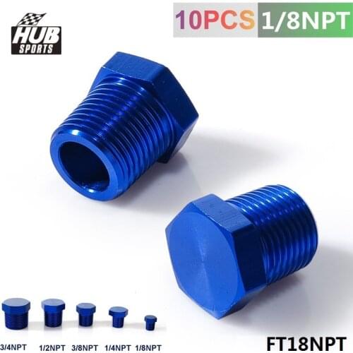 Oil Water Fitting 1/8" NPT Forged Carbon Aluminum Hex Head Plud Cap Threaded Blue HU-FT18NPT