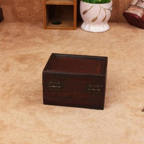 Stylish Vintage Metal Lock Decorative Trinket Jewelry Storage Box Handmade Classical Wooden Treasure Case Storage Box Organizer1