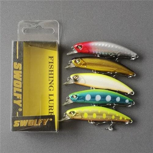 Swolfy 5PCS/LOT 60mm 6.5g New Sinking Minnow Hard Bait 5COLORS Small Mini Fish Crank Isca Artificial Lure Fishing Tackle