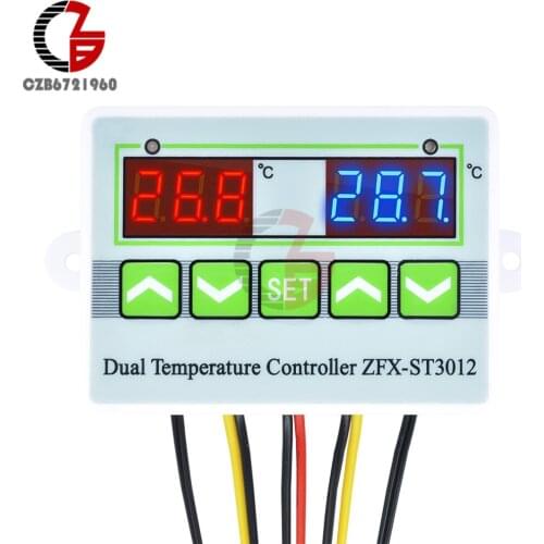 110V 220V 12V 24V Dual Digital Thermostat Temperature Controller Regulator Indoor Incubator Aquaculture Heating Cooling Control