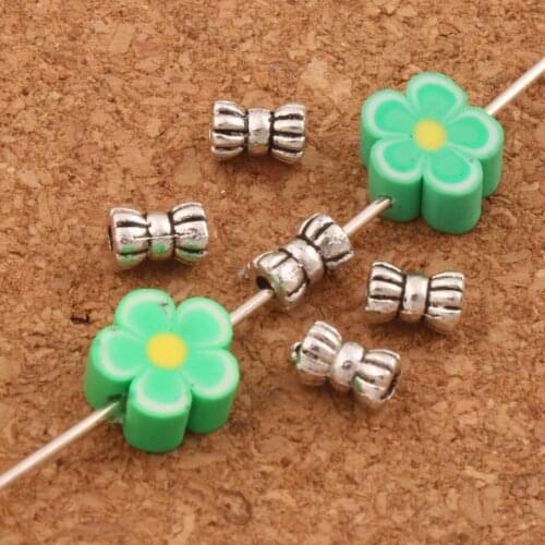 Bow Tube Beads Spacers 5.5x3.5mm 210pcs Zinc Alloy Bead Jewelry Findings L530