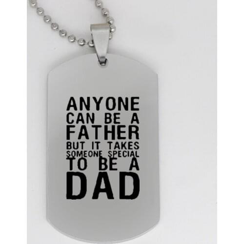 Ufine jewelry dad gift pendant army card any one can be a father but.... stainless steel customed necklace N4389