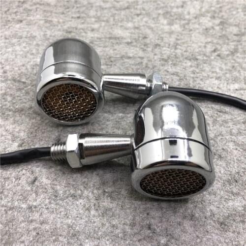 For Triumph Cafe Racer Harley Davidson Universal Retro Chrome Motorcycle Turn Signal Indicator LED Light Metal Motorbike Lamp