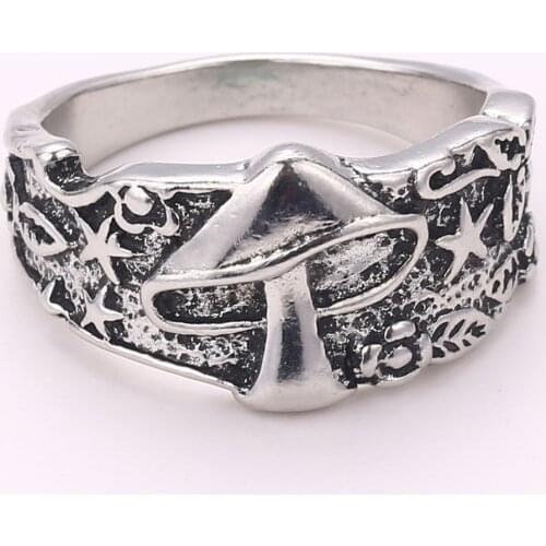 Vintage Star Flower Pattern Rings for Women Men Multi Size Femme Statement Retro Hip Hop Punk Biker Finger Party Night Club Ring