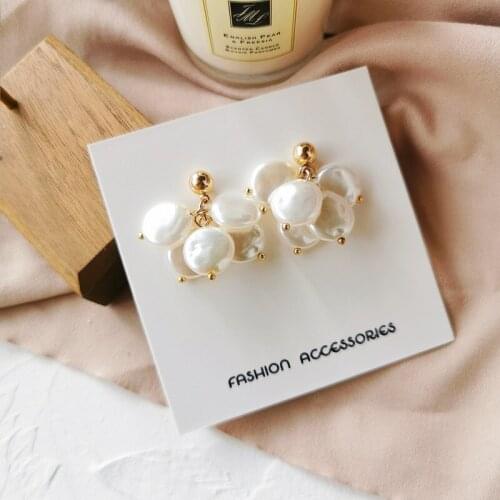 Acrylic Shell Clip Earrings Without Piercing For Women Elegant Baroque Flat Pearls No Pierced EarClips