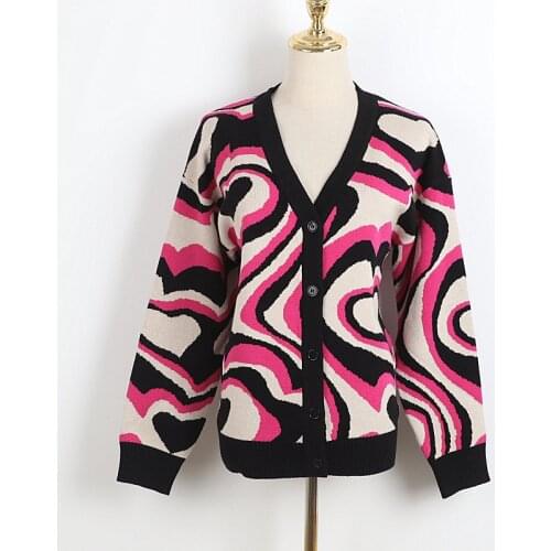 2021 Spring Sweater Long Sleeve MULTI V Neck Kint Swaeter Womens