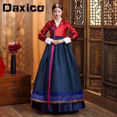Korean Traditional Hanbok Dress Lady Ancient Korea Court Palace Wedding Dress Elegant Embroidery Princess Stage Cosplay Clothing