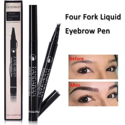 Four Fork Liquid Eyebrow Pen Waterproof Durable Long Lasting Three-Dimensional Eyebrow Nature Makeup Brow Pencial For Beginner