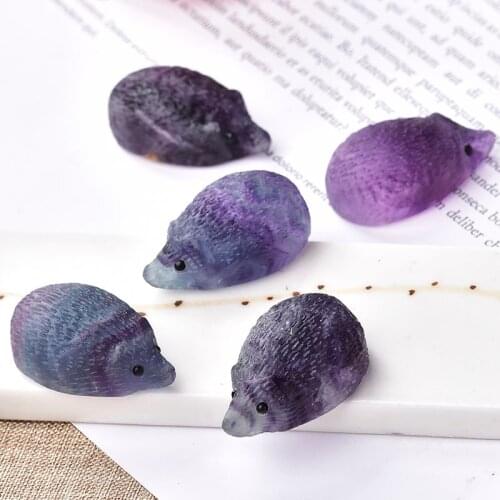 1PC Natural Quartz Crystal Carving Rainbow Fluorite Hedgehog Stone Small Exquisite Crystal Crafts hedgehog decoration
