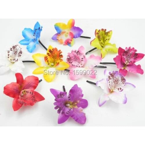 10pcs/lot Vacation Thailand Flowers Cattleya Orchid Hair Clips Head Accessories for Women Hairpins Festival Hawaiian Headwear