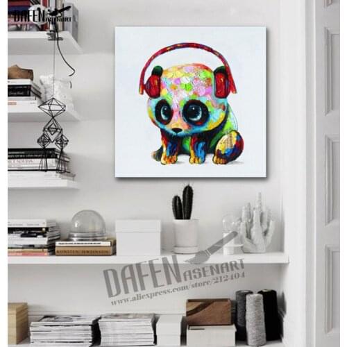 100% Hand Painted Carrying The Giant Panda Cut Animal Oil Painting Wall Art For Living Room Poster and prints canvas painting