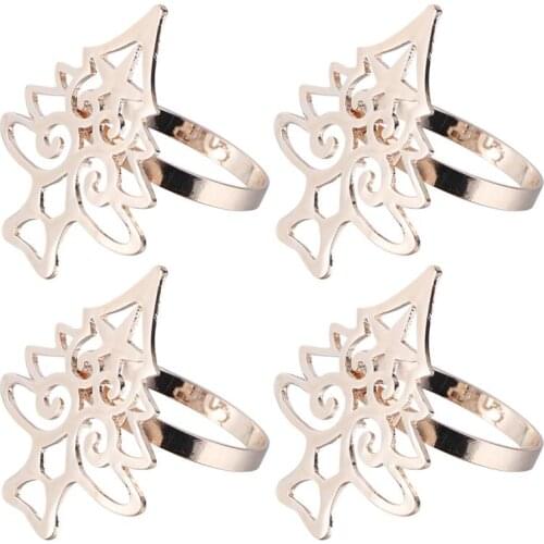 4Pcs Napkin Rings Set Christmas Tree Shape Napkin Ring Holders Decorative Napkin Buckle Party Hotel Dinner Table Decoration