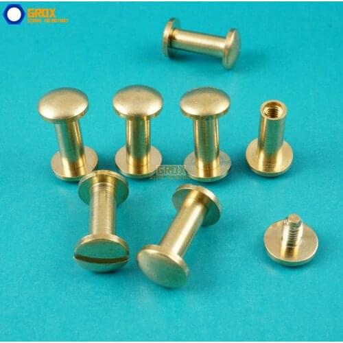 50 Set 8*11mm Solid Brass Rivet Chicago Screw for Leather Craft Belt Wallet / Cambered