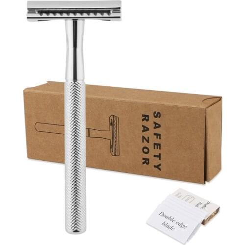 1 Box Safety Razor Mens Double Edge Razor Classic Manual Shaving Razor For Men Women Hair Removal 5 Shaving Blades