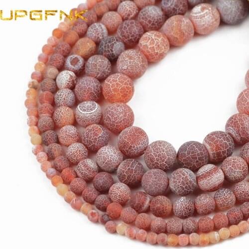 Natural Stone Red Frost Cracked Dream Fire Dragon Veins carnelian Beads For Jewelry Making 6/8/10mm DIY Bracelet Accessories