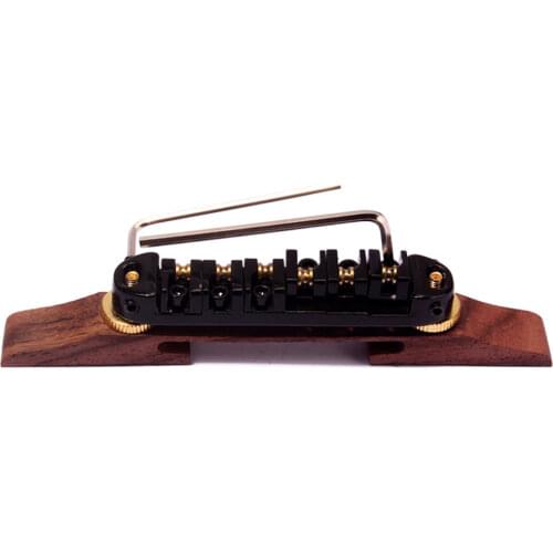 Zinc alloy+ Rosewood Base Bridge black Plated Roller Saddles Archtop Jazz Guitar Part
