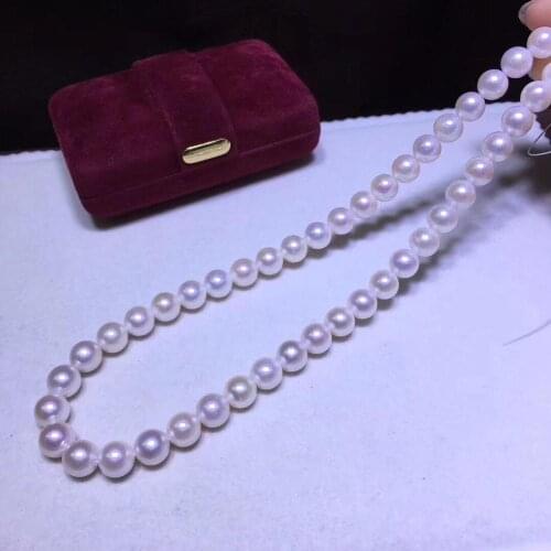 D114 Pearls Necklaces Fine Jewelry Natural Ocean Akoya 9-8.5mm Akoya Peals Necklaces for Women Fine Pearls Necklaces