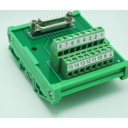 DB15 male / female D Sub 15 Pin Connectors Terminal Blocks Breakout Board DIN Rail