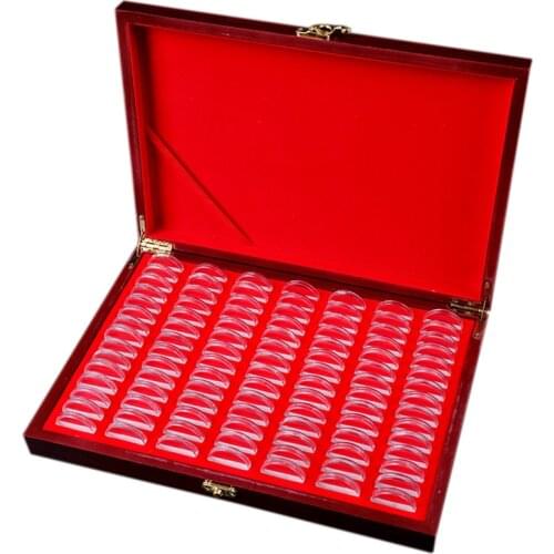100Pcs Round Wood Coins Case Storage Holders Display Wooden Commemorative Collection Box Home Decoration