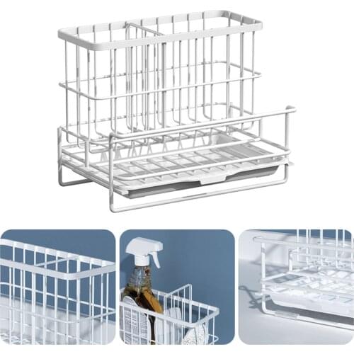 Sponge Holder for Sink Kitchen Caddy Organizer Multipurpose Wire Sponge Stand Quick Drain Towel Soap Scourer Scrubber Holder