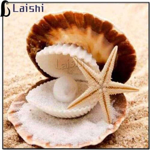 Diy Diamond Embroidery Sea Beach Shell Starfish Conch Scenery Diamond Painting Round Diamond Handmade gifts Home Decor Picture