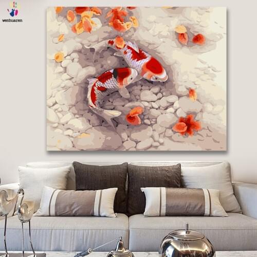 DIY colorings pictures by numbers with colors Chinese fish Classical peacock picture drawing painting by numbers framed Home