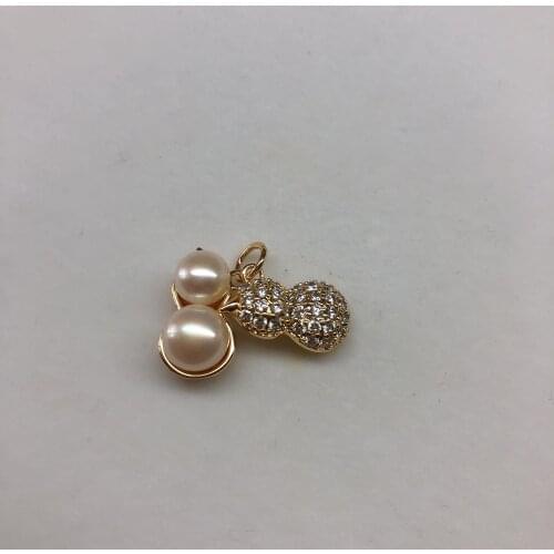 TWO PAERL Gourd Pendant Base Finding Settings Jewelry Parts Fitting Accessories for Pearls Corals Jade Beads Crystal Stones