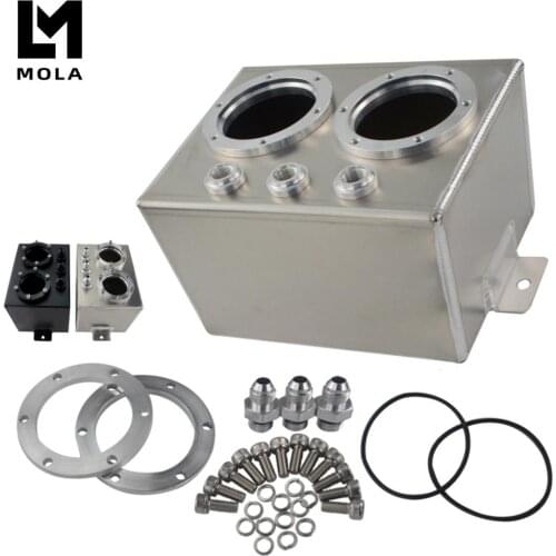 3L Dual Billet Aluminum Fuel Surge Tank / Surge Tank Without 044 Fuel Pump Silver / Black TK84