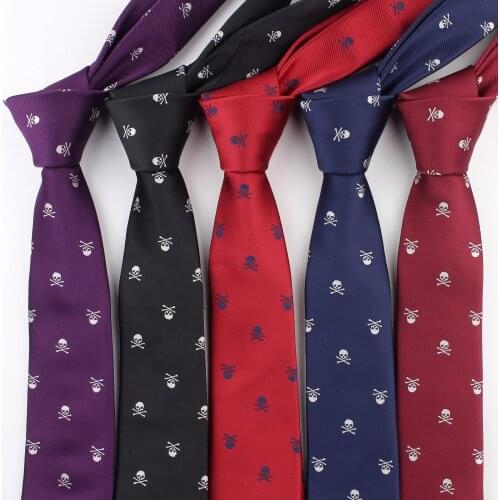Formal Narrow Size Necktie Groom Gentleman Ties Men Skull Party Polyester Halloween Silk Horrific Gravata Slim Arrow Tie