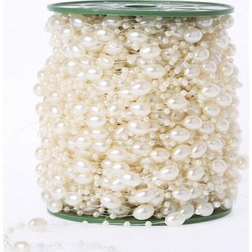 20m Graceful Ellipse Beads Plastic Pearl String Garland DIY material For Bouquet Posy Wedding Arches Decoration ABS Fishing Line