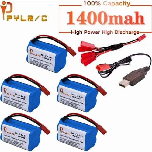 JST)4.8v 1400mah NiCD Battery And Charger For Rc toys Cars Tanks Robots Guns Boats 1400mah AA 4.8v Rechargeable Battery Pack