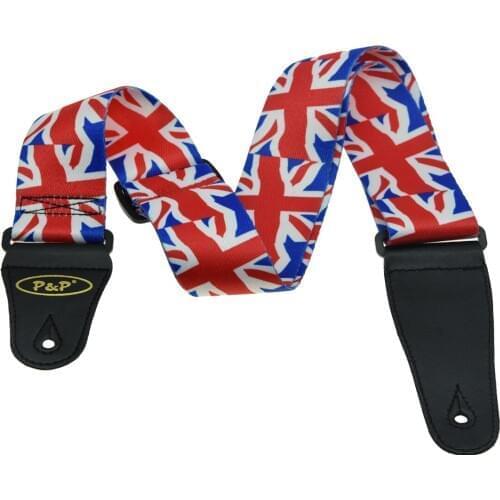 KAISH 2" Soft Polyester Acoustic Electric Guitar Bass Adjustable Strap UK Flag Pattern