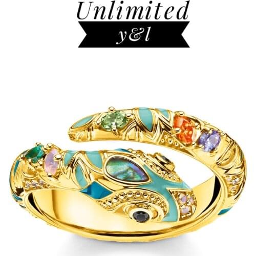 Magical Golden Color Snake Ring 925 Sterling Silver Thomas Style Punk Rebel Fashion Good Jewelry Accessories for Men Women Gifts