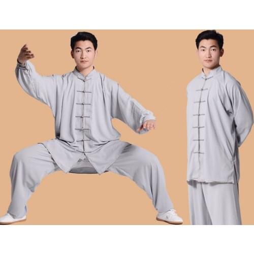 Solid cotton flax chinese traditional men kungfu clothing Taichi kung fu suit clothe seven buckle taiji clothing kungfu clothing