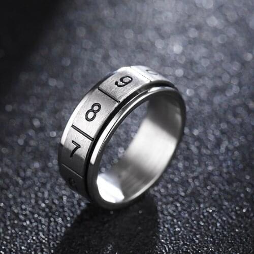 Cool Rotatable Roman Number Spinner Rings for Men Stainless Steel Male Anel Reliever Stress Finger Jewelry Anel Masculino