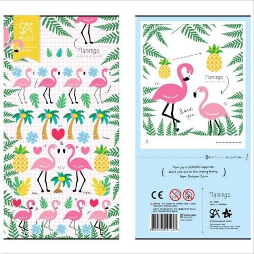 Summer Flamingo Love Bird Forest Plants Decorative Sticker Label Sticker DIY Diary Album Scrapbook Stationery Stickers Escolar