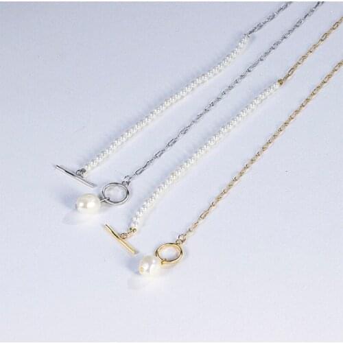 Liemjee Creative Personality Fashion Jewelry Thick Chain Pearl Necklace For Women Feature Namour Charm Gift All Seasons