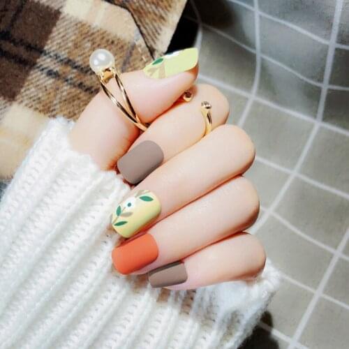 24pcs Tip Frosted Matte Fake Nails Removable Short Paragraph Full Cover False Nails Glue DIY Nail Art Decoration For Manicures