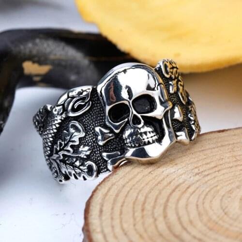 Fashion Mens Ring Punk Rock Skull 925 Sterling Silver Rings For Men Hip Hop Party Jewelry Wholesale Finger Silver Men rings