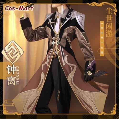 New Game Genshin Impact Zhongli Cosplay Costume Male Handsome Fashion Uniform Full Set Activity Party Role Play Clothing S-XL